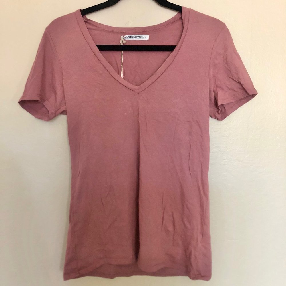 Groceries Apparel V Neck Pink Tee Shirt